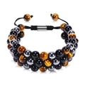 Multi-layer braided bracelet with tiger eye beads and magnetic clasp on white background - Three Rows 2