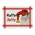 Set de table de Noël avec gnome, bordure à carreaux rouges et texture lin imperméable - 32*21cm (Coton Lin) / Gnome Holly Jolly