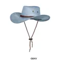Chapeau de cowboy western gris classique avec ruban tressé marron et cordon réglable - Taille Unique (54-58cm) / Gris