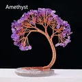 Handmade amethyst crystal tree with copper wire and natural agate base ornament - Amethyst Phoenix Tail Tree (12 Branches)