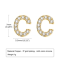 Golden letter C stud earring with sparkling cubic zirconia stones and 7mm height - Letter C