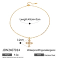 Detailed spec view of a gold stainless steel necklace with a clear stone cross pendant - Gold Cross Style (JDN2407014)