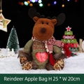 Plush reindeer Christmas gift bag with a green sweater and transparent heart window - Transparent Heart Apple Bag Reindeer