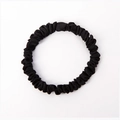 Elegant 100% mulberry silk black scrunchie with shiny satin finish for hair care - 1cm/19 Momme / Black