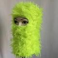 Neon green faux fur balaclava winter mask for warm outdoor protection - One Size / Fluorescent Green