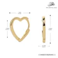 Misure dettagliate che mostrano le dimensioni degli orecchini a cuore in argento S925 - Oro