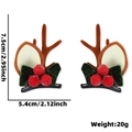 Christmas reindeer antler hair clips with red berries and size measurements - Multiple Berries Brown Antler Style