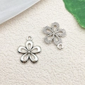 Silver flower alloy charms with smooth and textured finishes for DIY jewelry making - Five-Petal Flower / 13x17mm