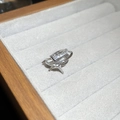 Detailopname van zilveren sterring met schitterende zirkonen in een juwelendoosje - Gekruiste Mangstar Zirkonia Stijl (HE28633-HE28636-HE28637) / Zilver