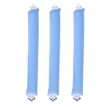 Detailed view of three blue heatless curling rods with elastic hooks for hair styling - 3 Pieces Set / Blue