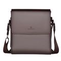 Borsa a tracolla classica da uomo in pelle PU marrone scuro con forma quadrata verticale - Marrone Scuro