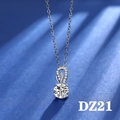 Detail of a 2-carat round cut stone pendant on an O-chain over dark blue fabric - Style DZ21 [1 Carat, No Chain]