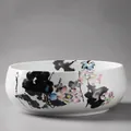 White ceramic lotus hydroponic planter with traditional ink pattern 16cm diameter - Hydroponic Pot-Lotus Pond Moonlight