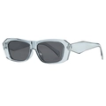 Retro polygon sunglasses with transparent grey frames and dark polarized lenses - Transparent Gray Frame Gray Lens