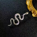 Luxury silver snake brooch with purple polarization and detailed scale texture - Silver