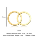 Interlocking gold-plated stainless steel oval connector rings with size 22x12mm measurements - Gold Interlocking Rings (5Pcs/Pack)