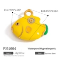 Pendentif poisson tropical jaune en acier inoxydable avec nageoire verte et or - Poisson Tropical/Jaune Vert Acier Inoxydable