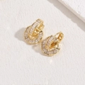 Moderne 14K vergoldete Ohrringe mit ineinandergreifenden Ringen und Zirkonia-Besatz - Gold Kreis