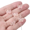 Translucent pink butterfly glass beads for DIY hairpins and handmade jewelry making - 10x14mm (20Pcs/Pack) / Orange Pink