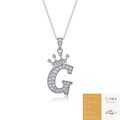 925 silver necklace with crown letter G pendant and sparkling white moissanite - Letter G (with GRA Certificate)