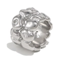Anillo ancho irregular en tono plateado con piedras de circonita brillantes incrustadas - US 6 / Color Acero