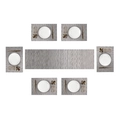 Detailed view of 7-piece grey PVC placemat and table runner set with woven bamboo texture - Silver Grey Bamboo Texture