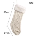 Grande calza di Natale in maglia color crema con bordo in pelliccia e trecce - Calza in maglia di peluche / Bianco