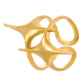 Adjustable golden stainless steel open ring with modern double star geometric design - Modern Star Style (S27)