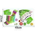 Christmas wall decal set with green hat, striped scarf, and snowmen buttons, 27x49cm size - TBW9550-UV-Green Hat Snowman (27cmx49cm)