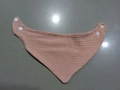 Pink orange cotton muslin baby bandana bib with snap buttons and crinkle texture - Pink Orange J49