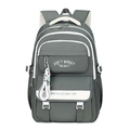 Mochila de contraste gris oscuro y blanco con múltiples bolsillos y correas decorativas - gris oscuro