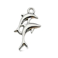 Ciondolo oceano in lega d'argento con design a doppio delfino per gioielli fai-da-te - Doppi Delfini (15×16mm)