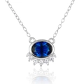 Collana in argento 925 con pendente ovale blu e zirconi bianchi per un look elegante - Argento 925 / Argento Blu Zircone