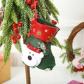Christmas stocking hanger with white bear applique and snowflake pattern on felt fabric - Snowflake Bear / Small