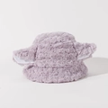 Plush lamb ear bucket hat in soft purple fleece with cute cartoon character ears - Purple