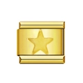 Italian charm bracelet link in gold finish featuring a central five-pointed star design - Full Gold Star-Y589