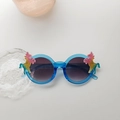 Kids round blue sunglasses with glittery unicorn decorations and gradient lenses - Transparent Blue