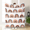 Coperta di flanella per Halloween con motivi di fantasmi e zucche in arancione e nero vivo - Stile Fantasma Zucca Arcobaleno Ondulato Bianco (71033-26)