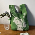 Borsa tote in maglia verde per la Festa di Metà Autunno con motivi bianchi - Zongzi Connesso