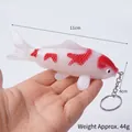 Miniature PVC koi fish keychain in white and red finish with 11cm length and metal ring - 11cm / Keychain style / Red and Silver