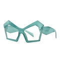 Occhiali cat-eye geometrici verde acqua traslucidi con montatura oversize e design moderno - Ciano