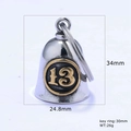 Retro punk style number 13 motorcycle guardian bell pendant with silver keychain - Two-tone Gold Color (with Keyring)