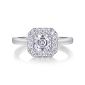 925 silver halo ring with large square Asscher cut moissanite and mirror reflection - US 7 / Square Step Cut Halo Style (R12950)