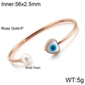 Roségoldener Armreif mit Muschelperle und blauem Herz-Anhänger im böhmischen Stil - Herz Stil (KB122994-K) / Roségold