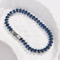 Elegante bracciale tennis con zirconi blu taglio marquise e chiusura argento lucido - Blu