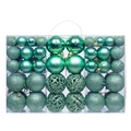 Green Christmas ball ornament set in transparent box with matte and glitter finishes - 100pcs Pack / Malachite green