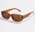 Vintage rectangle sunglasses featuring tortoise print frame and brown lenses - C03 Leopard Frame Brown