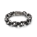 Vintage oxidiertes Titanstahl-Armband für Herren mit markantem quadratischem Gliederdesign - 12mm Breit 21.5cm Lang Robuster Industrieller Stil (KB118542-BDJX)