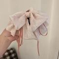Pink chiffon bow hair claw with long ribbons and silver glitter stripes for women - Ponytail Claw Clip / Pink Chiffon Ribbon