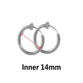 Pendientes de clip de acero plateado con 14mm de diámetro interno para joyería DIY - Color Acero Sin Bucle-14mm